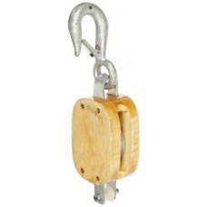6" DOUBLE SHEAVE WOOD BLOCK WITH  SHACKLE